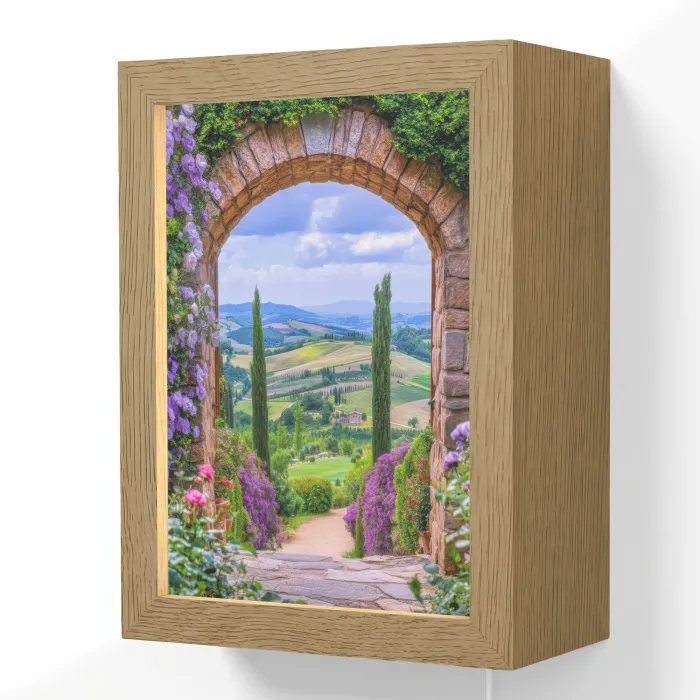 Doorkijk - Toscane - Landschap - Poort Light Box met kabel (Wandlamp) klein -3d