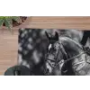 Springen - Paard - Zwart - Wit muismat rubber klein -closeup