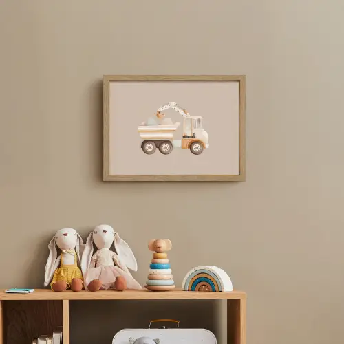 Kiepwagen - Auto - Beige Light Box met batterij (Wandlamp kind) middel -sfeer2_kind