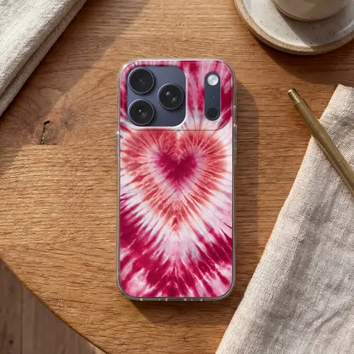 Hartvorm - Roze - Tie dye Telefoonhoesje iPhone 17 Pro klein -sfeer1