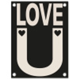 Love - Zwart - Minimalistisch tuinposter los doek klein -3d