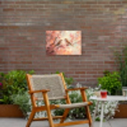 Vogels - Romantic - Bloesemtak Tuinposter op houten frame 2 cm dik klein -sfeer3