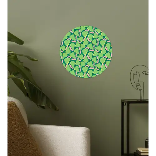 Peren - Groen - Roze Wandcirkel behangsticker klein 186 -sfeer2