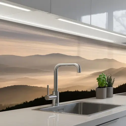 Bergen - Mist - Zonnestralen keuken achterwand 2 middel -3d_schuin
