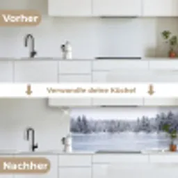 Meer - Dennen - IJs - Winter - Rustgevend keuken achterwand 2 middel -voor-na_DE