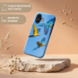 Papagaai - Vliegen - Blauw - Geel Toughcase MagSafe Apple iPhone 17 klein -USP_RandenV_FR
