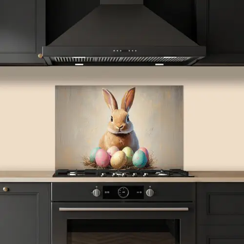 Paashaas - Pastel - Eieren keuken achterwand spatscherm klein -sfeer1