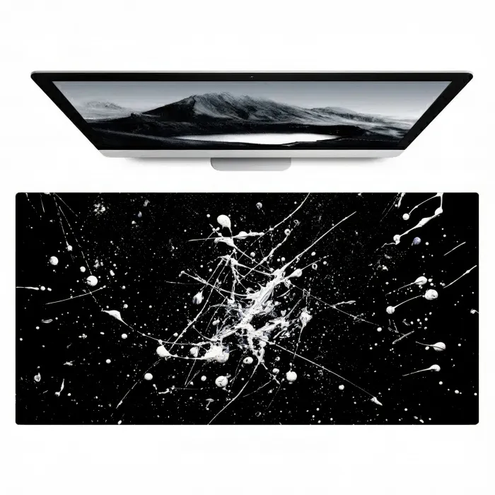 Verfspatten - Wit - Abstract - Explosie Muismat XXL klein -zzz3d