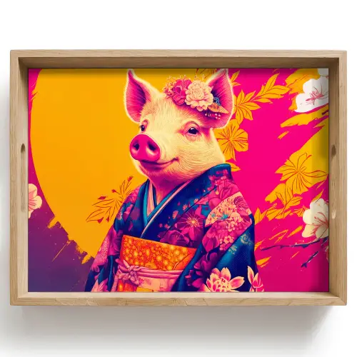 Varken - Bloemkroon - Kimono - Abstract Dienblad Rechthoek middel -z3d_shopping