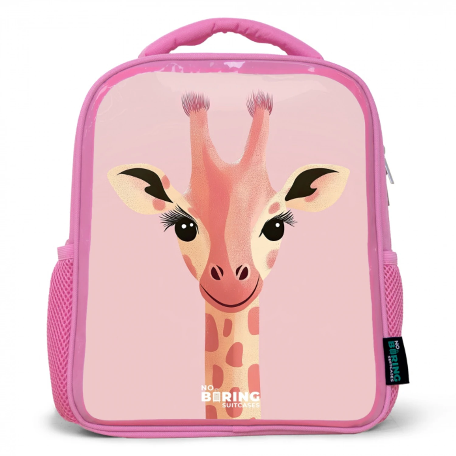 Giraffe - Wimpers - Minimalistisch - Roze Kinderrugzak - Roze middel -3d