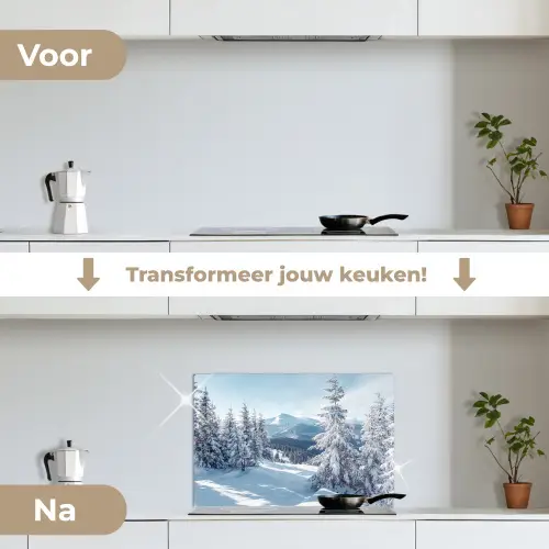 Winterlandschap - Natuur - Berg - Bomen - Sneeuw keuken achterwand spatscherm klein -voor_na_NL