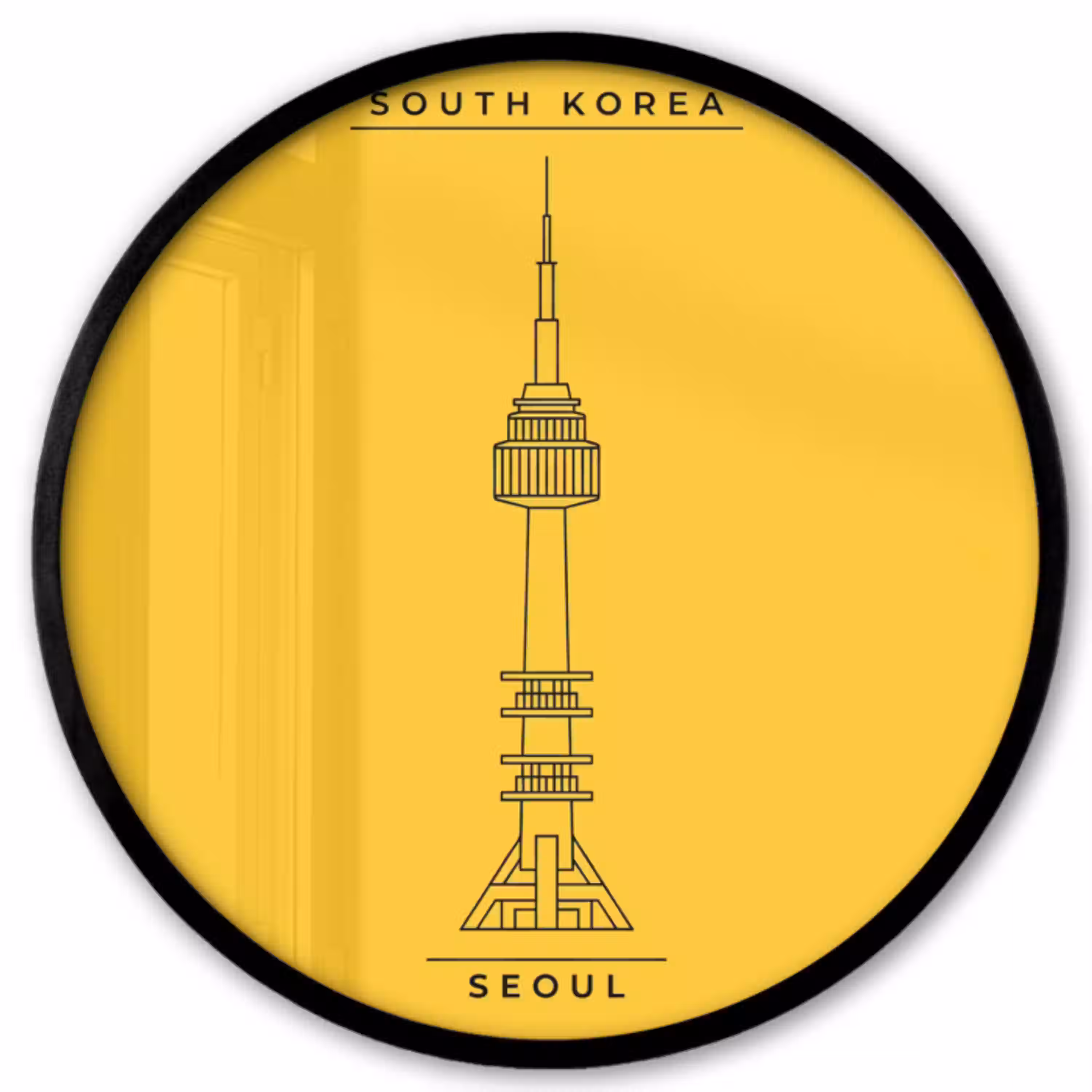 Toren - Seoul - Architectuur - Minimalistisch - Geel Fotolijst rond zonder passe partout klein -3d