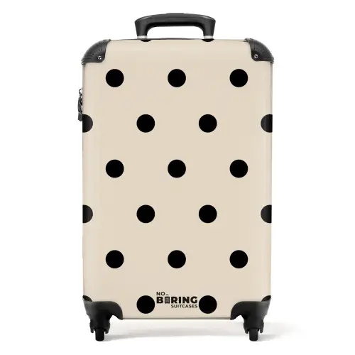 Beige achtergrond met zwarte stippen NBS - Handbagage koffer - Kinderen Unisex middel -productfoto_recht