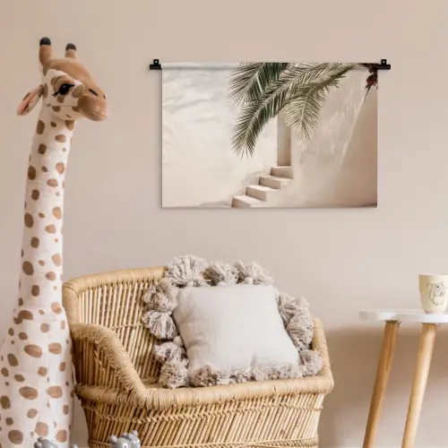 Palmboom - Schaduw - Trap - Beige Wandkleed katoen klein -wsfeer5_kind