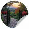 Landschap - Hek - Pad - Zonsondergang - Natuur Wandcirkel behangsticker klein -3d