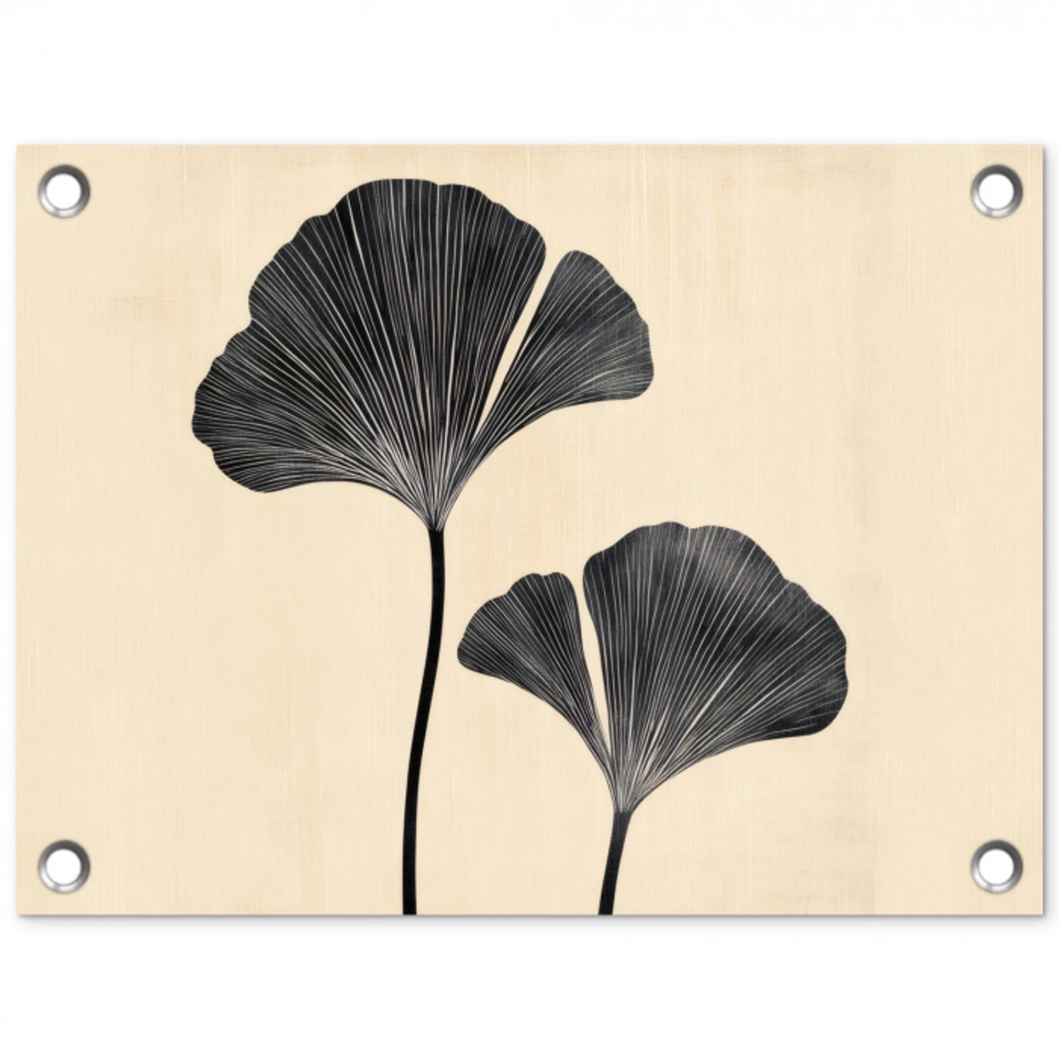 Bladeren - Minimalistisch - Zwart tuinposter los doek klein -3d