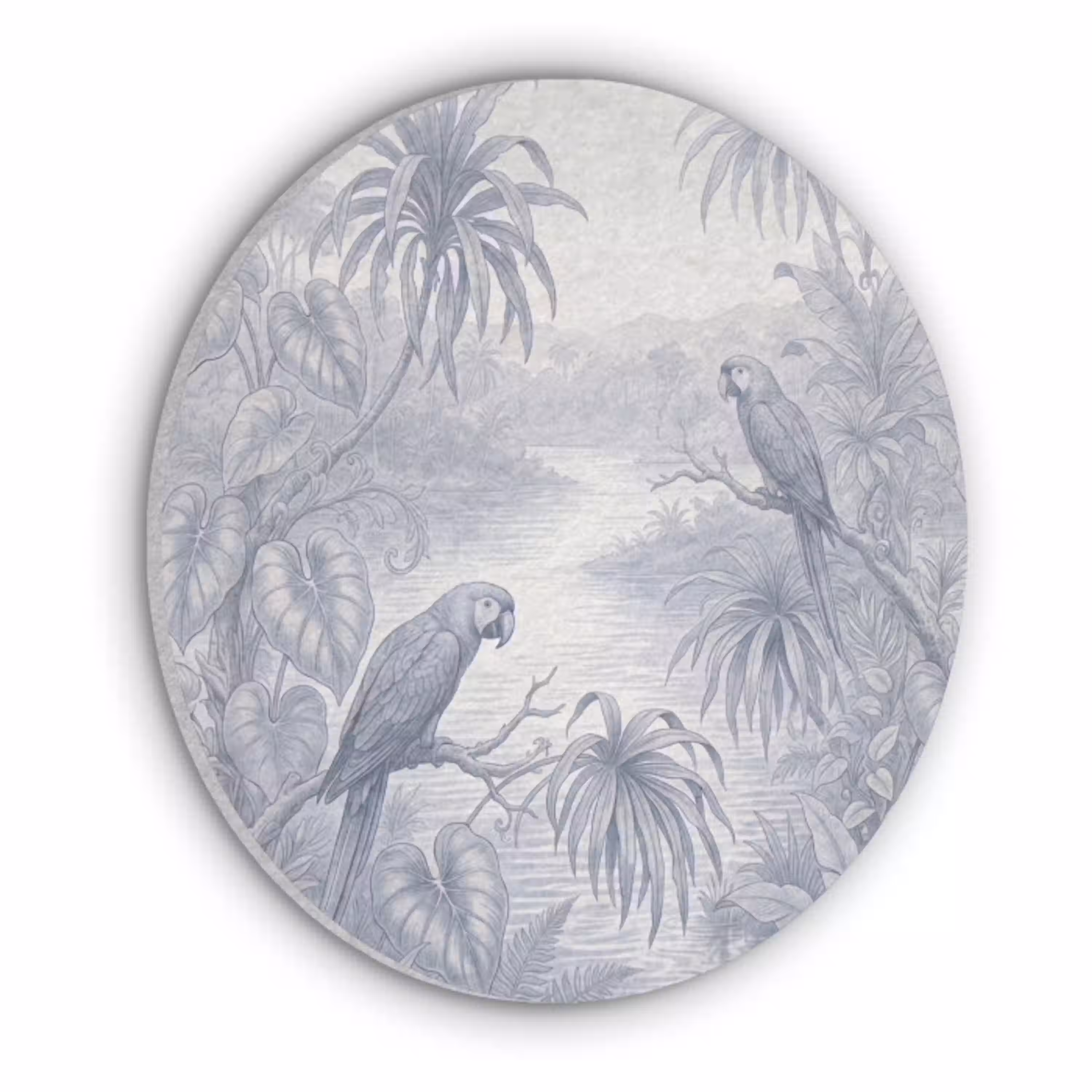 Vogel - Rivier - Tropisch - Illustratie - Blauw Akoestische PET Vilt - Rond klein -3d