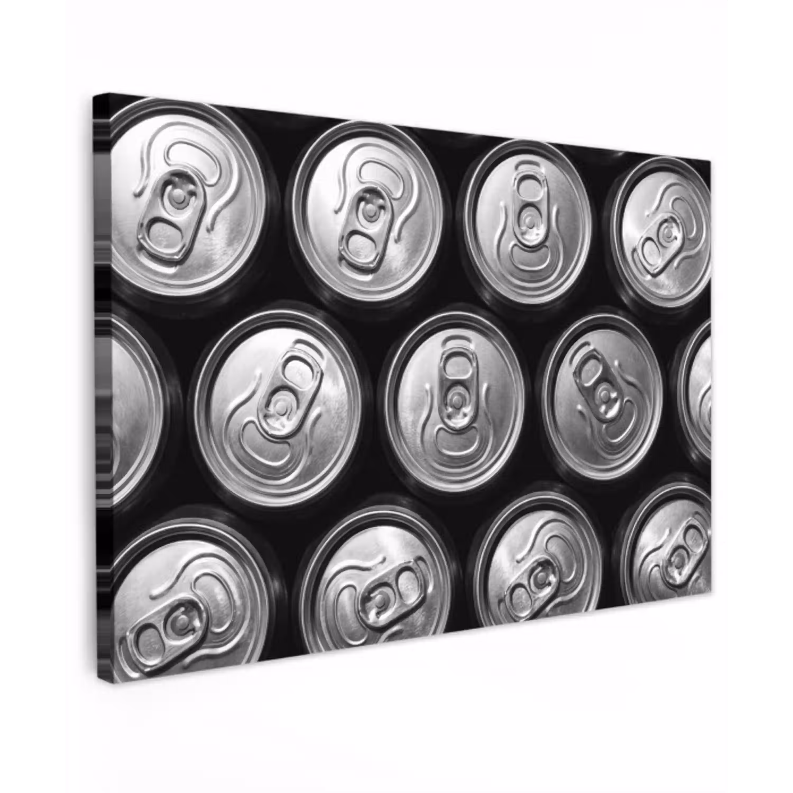 Blikjes - Aluminium - Patroon - Industrieel - Zilver Tuinposter op houten frame 2 cm dik klein -3d