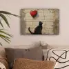 Street art - Kat - Ballon - Graffiti - Banksy canvas 2cm klein -sfeer1