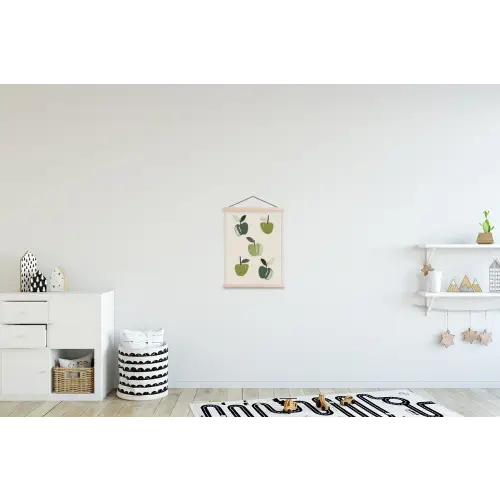 Appels - Groen - Illustratie - Bladeren textielposter latten blank klein -kinderkamer