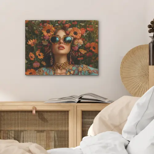 Vrouwen - Bloemen - Modern - Bril - Abstract PET vilt klein -sfeer3