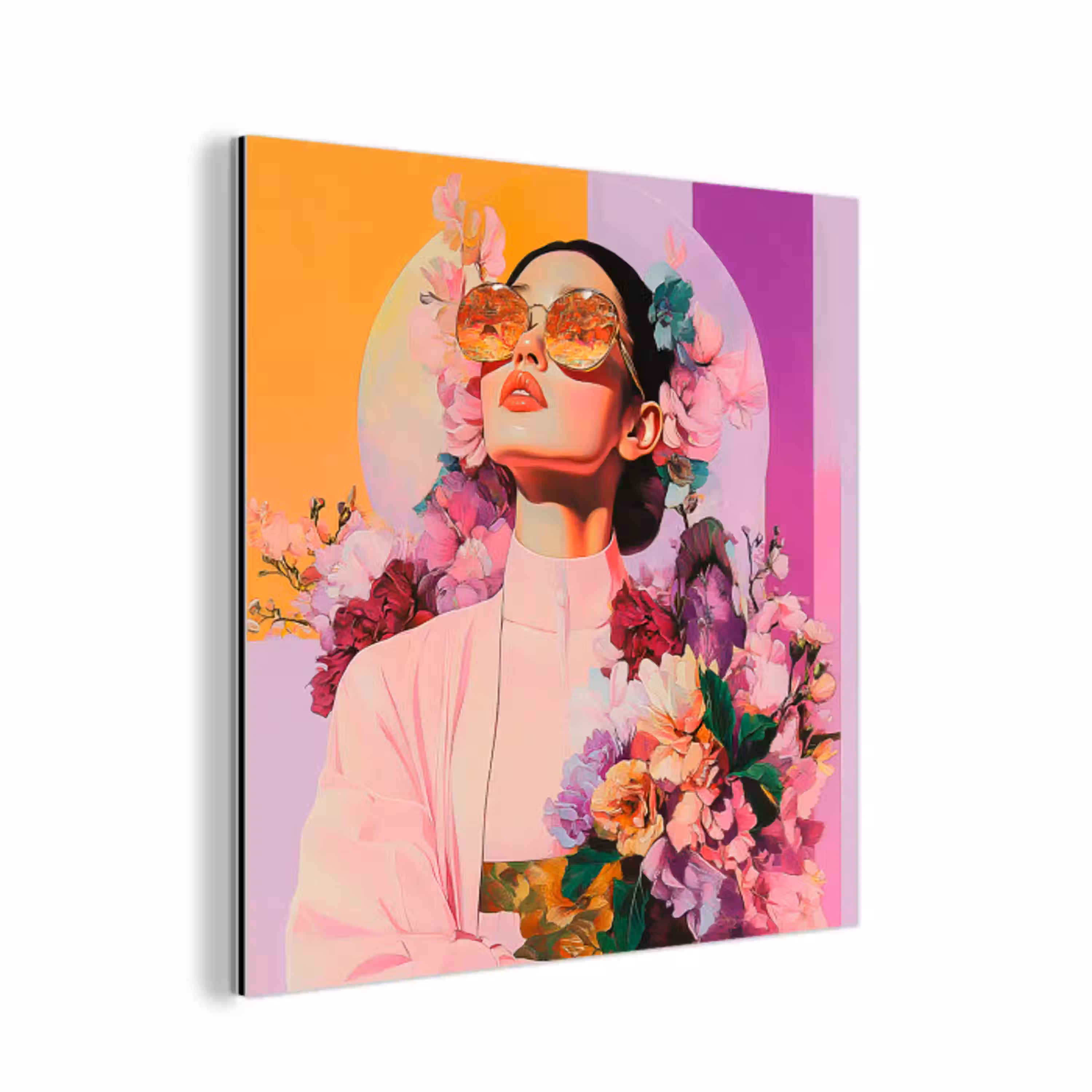 Portret - Vrouw - Abstract - Bloemen aluminium wit klein -3d