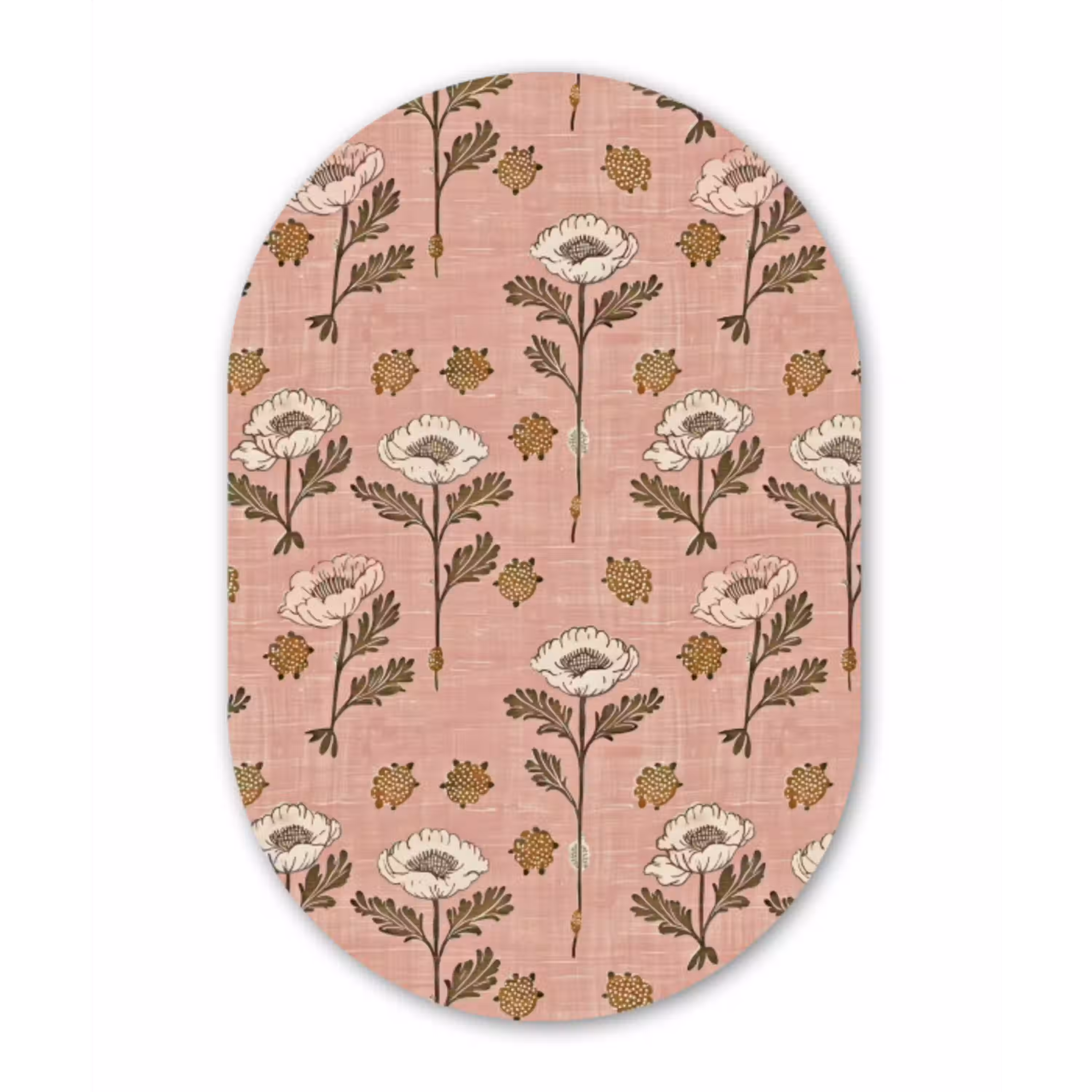 Roze - Bloemen - Vintage - Textuur Wandcirkel Ovaal Aluminium middel 839 -3d