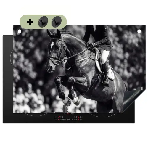 Springen - Paard - Zwart - Wit Inductie beschemer met haakjes klein -3d