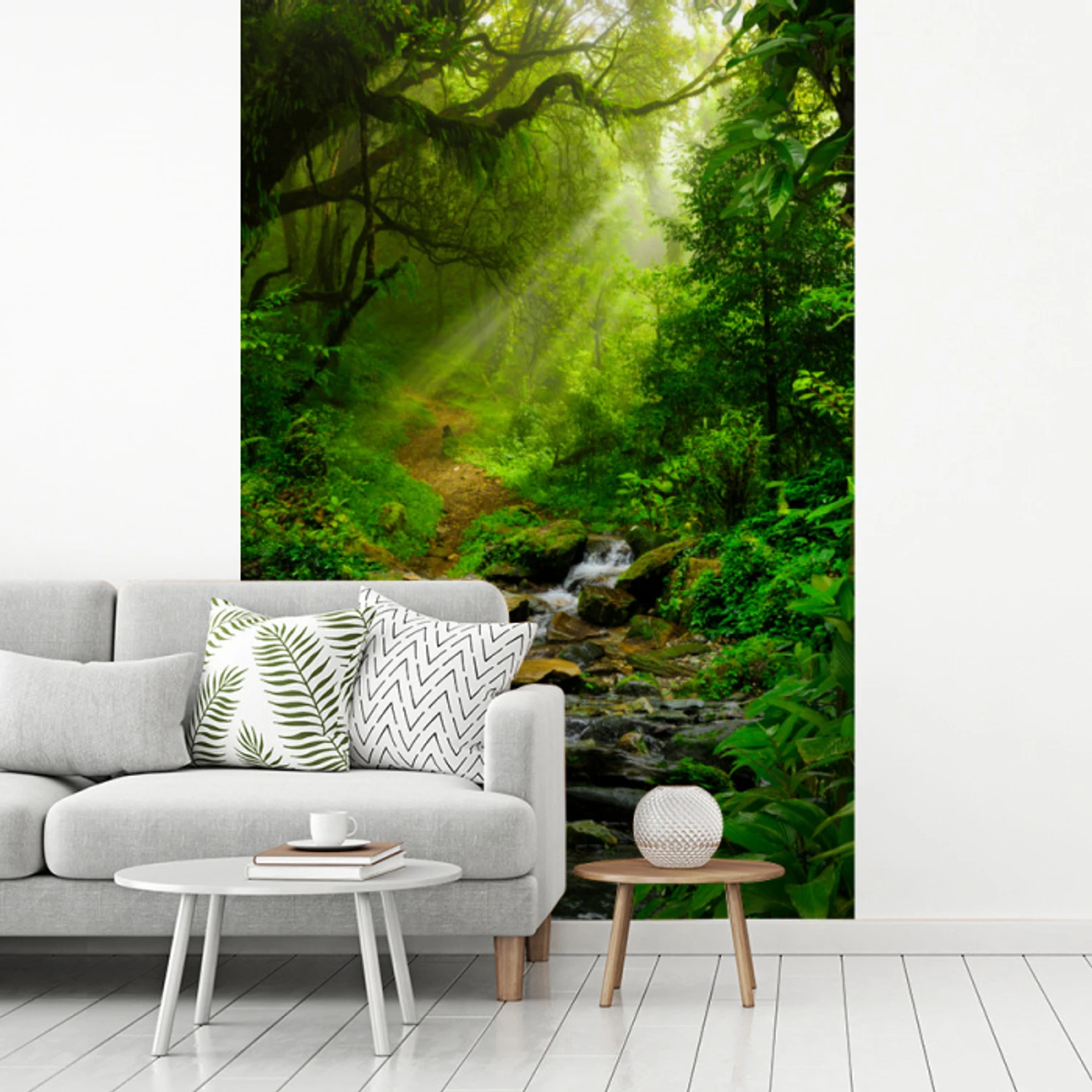 Jungle - Water - Bladeren - Zon - Natuur fotobehang vinyl groot -woonkamer
