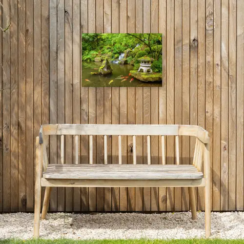 Rustige Japanse vijver Tuinposter op houten frame 2 cm dik klein -sfeer4