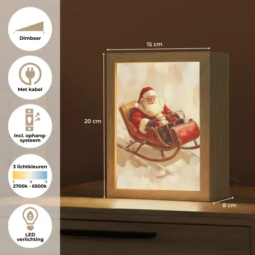 Kerst - Slee - Kerstman Light Box met kabel (Tafellamp) klein -USP_NL