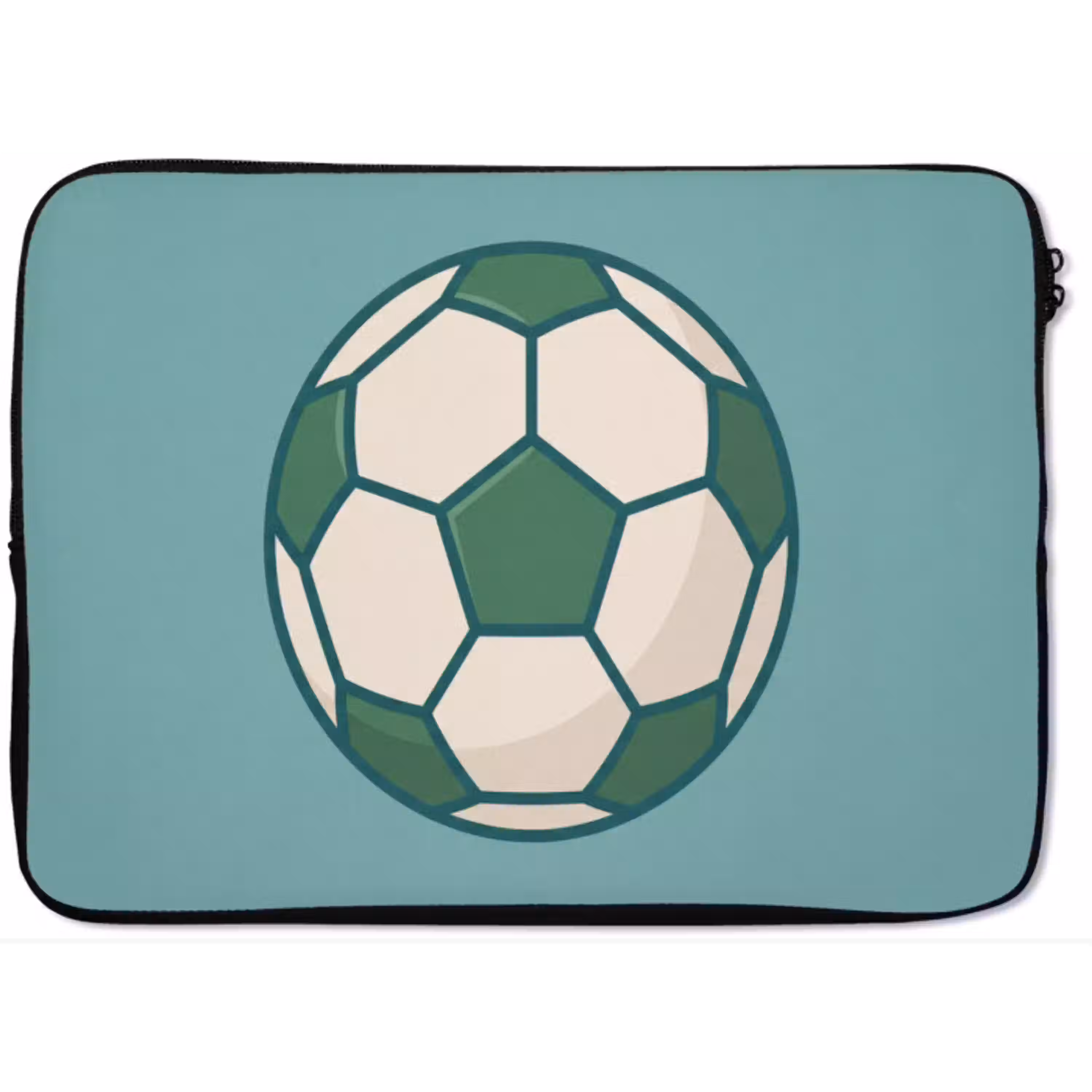 Voetbal - Geometrisch - Sport - Illustratie - Blauwgroen laptophoes neopreen klein -zkaufland3dotto