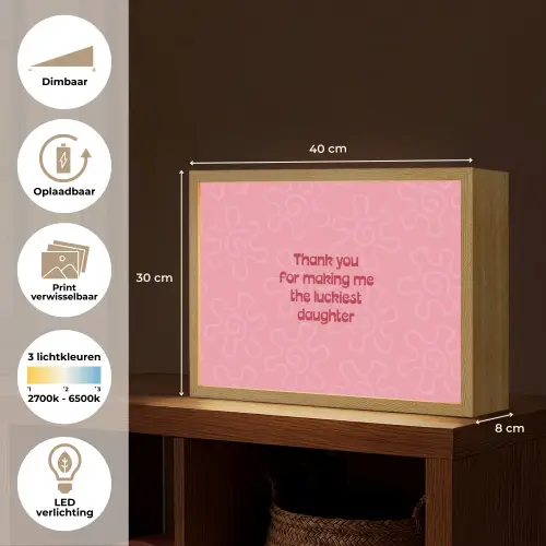 Tekst - Rood - Moederdag Light Box met batterij (Wandlamp) middel -USP_websiteoverzichtNL