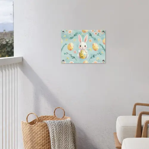Konijn - Eieren - Takjes tuinposter los doek klein -sfeer8