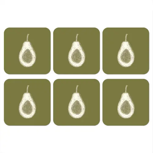 Avocado - Minimalistisch - Illustratie - Groen onderzetter kurk middel -3d