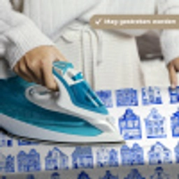 Patroon - Huizen - Blauw Wandkleed katoen klein 269 -sfeer9