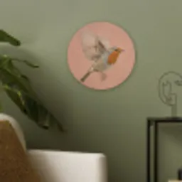 Roodborst - Natuur - Roze Akoestische PET Vilt - Rond klein -sfeer2