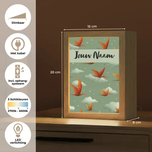 Dino - Oranje - Patroon - Wolken Light Box met kabel (Kinderlampje) klein -USP_NL