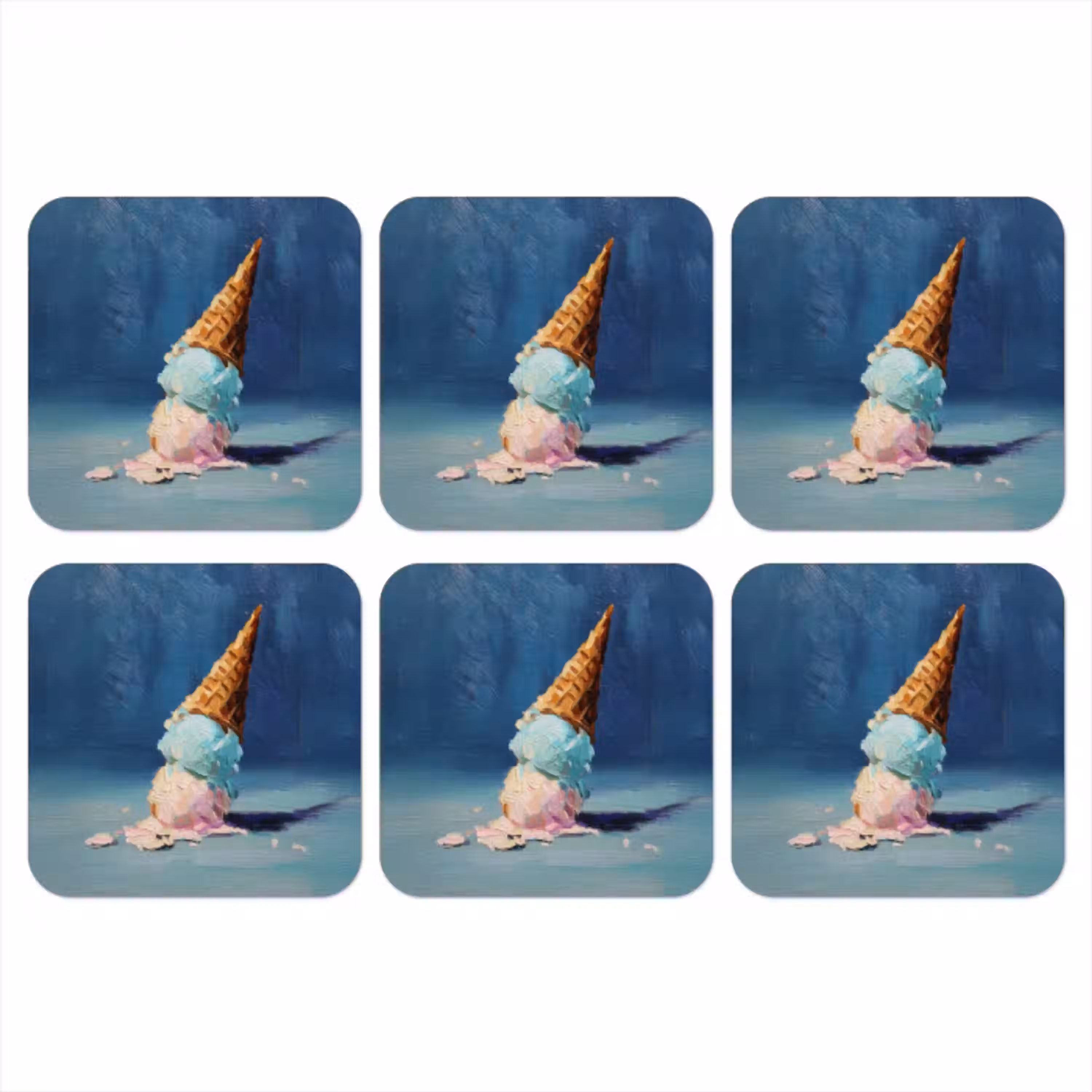 Ijshoorn - Bolletjes - Smelt - Roze onderzetter kurk middel -3d