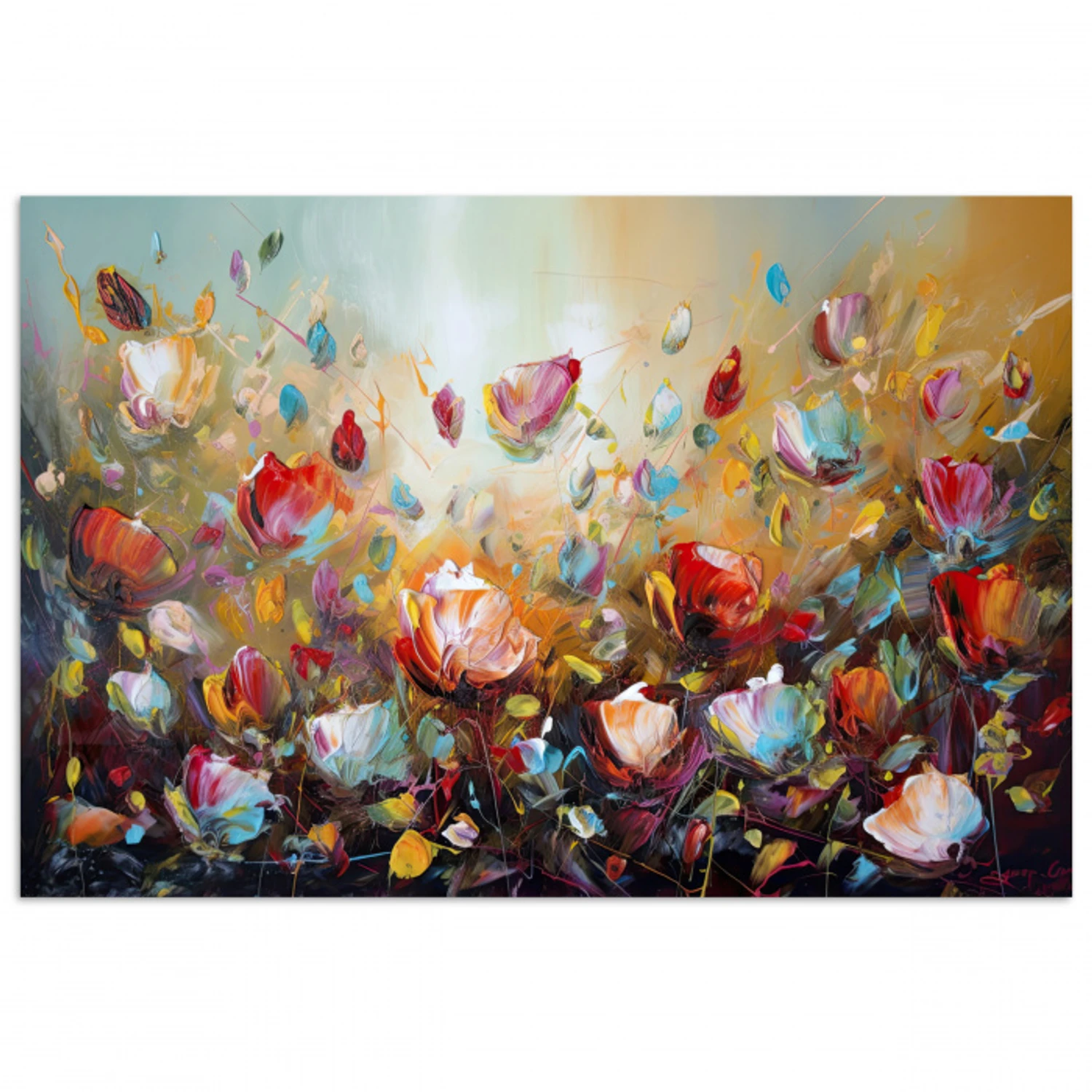 Bloemen - Kunst - Natuur - Olieverf poster papier klein -3d