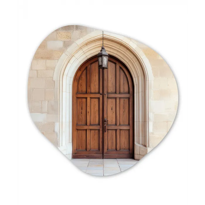 Houten - Deur - Lantaarn Wandcirkel Organisch Forex 3mm klein -3d