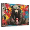 Graffiti - Beer - Dier - Muur - Street art Textielframe zwart klein -3d