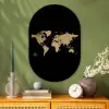 Wereldkaart - Beige - Zwart Wandcirkel Ovaal Glas middel -sfeer2