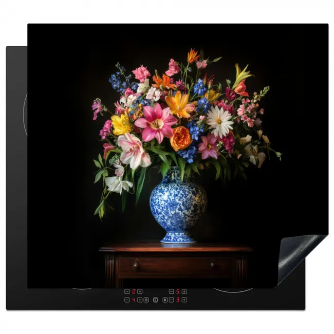 Kleur - Vaas - Bloemen - Boeket Inductie beschermer vinyl 3mm middel -3d