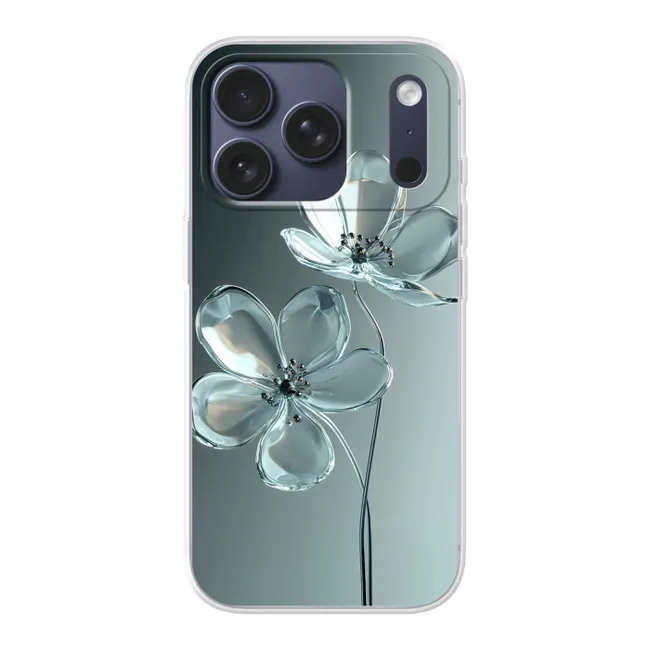 Telefoonhoesje - Kristal - Bloemen - Grijs