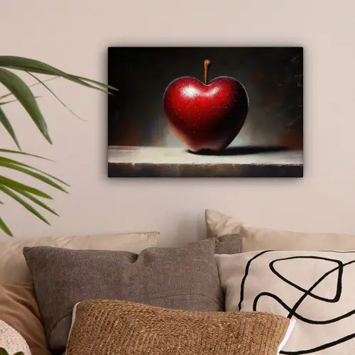 Apple - Hart - Rood canvas 2cm klein -sfeer1