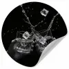 Whickyglazen - Ijs - Spetters - Zwart Wandcirkel behangsticker klein -3d