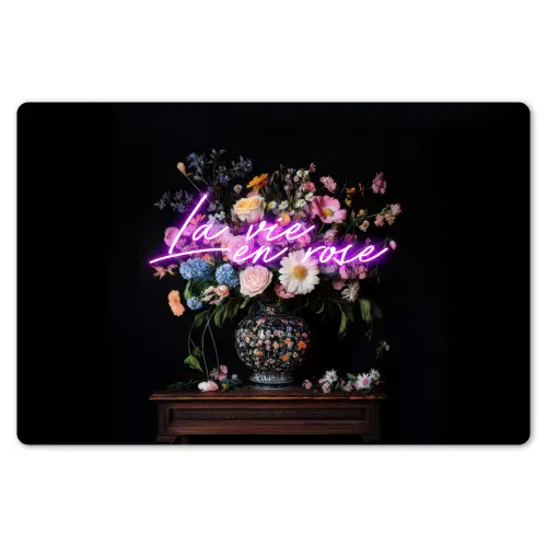 Neon - Vaas - Bloemen Placemat vinyl groot -zzsfeer1_Kitchenyeah-website