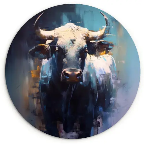 Stier - Zwart - Abstract - Horens Wandcirkel plexiglas klein -3d