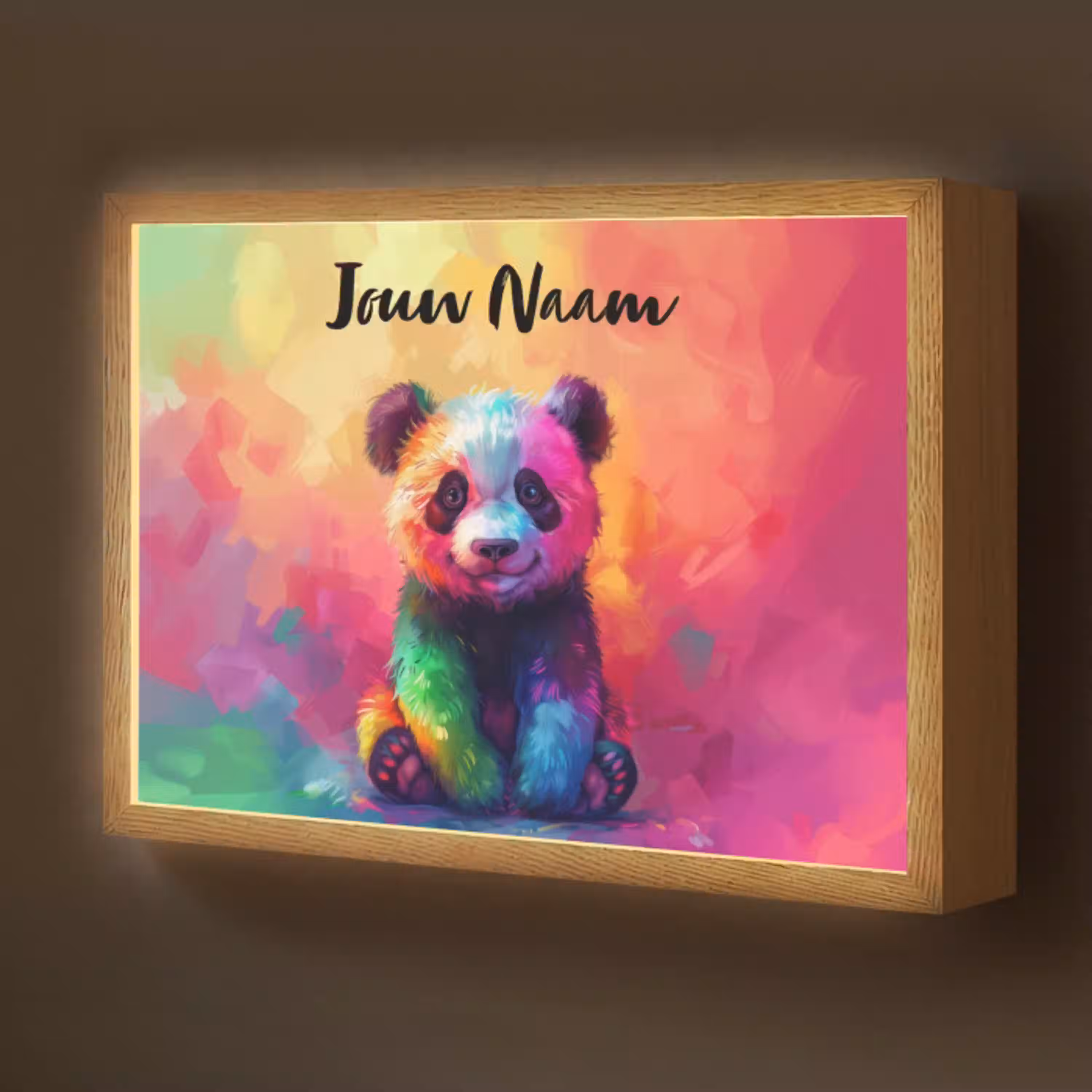 Panda - Dieren - Kleurrijk - Neon Light Box met batterij (Wandlamp kind) middel -z3d_website